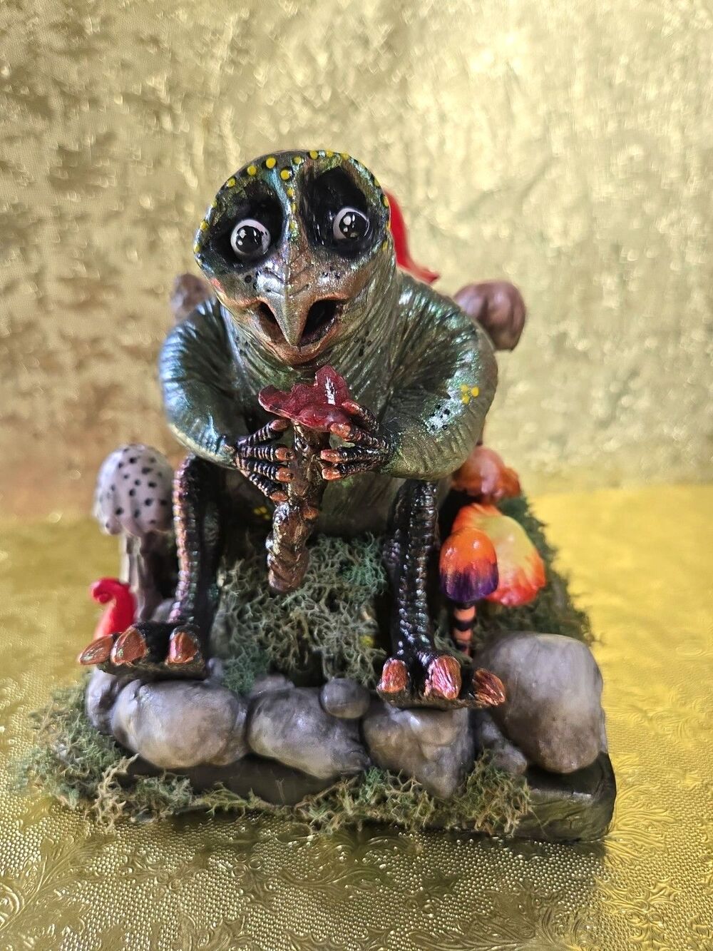 Hand-Sculpted OOAK Enchanted Mushroom Goblin Art Sculpture, NWT, Signed